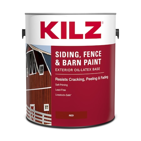 Kilz Premium Fence Paint, Oil/Water Based Base, Red, 1 gal 10111